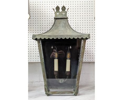 RICHARD TAYLOR VERDIGRIS REGENCY WALL HALF LANTERN, 60cm x 34cm x 17cm. 
