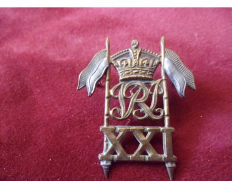 21st (Empress of India's) Lancers Victorian 1899-1901 (Bi-metal) Cavalry Field-Service Cap Badge, two lugs. K&amp;K: 795