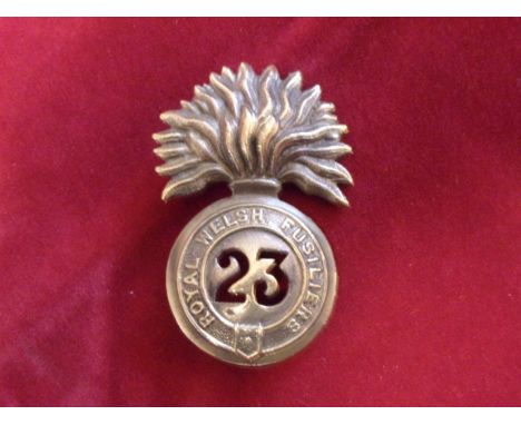 23rd Royal Welsh Fusiliers Regiment of Foot Glengarry badge of the Pre-Territorial era 1874-1881 (brass), two lugs. K&amp;K: 