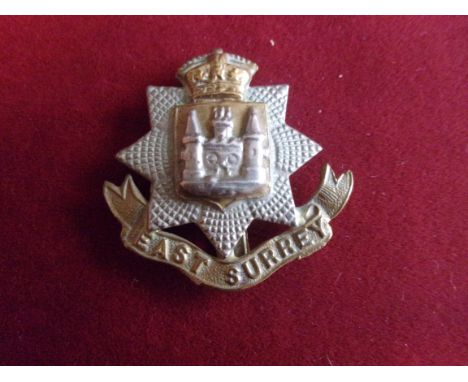 East Surrey Regiment Victorian Forage Cap Badge (Bi-metal), slider. K&amp;K: 640