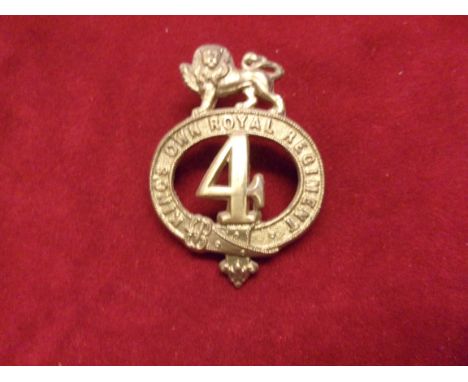 4th (King's Own Rifle) Regiment of Foot Glengarry and pre-Territorial era 1874-1881 Badge, K&amp;K: 424. (Brass) Two lugs