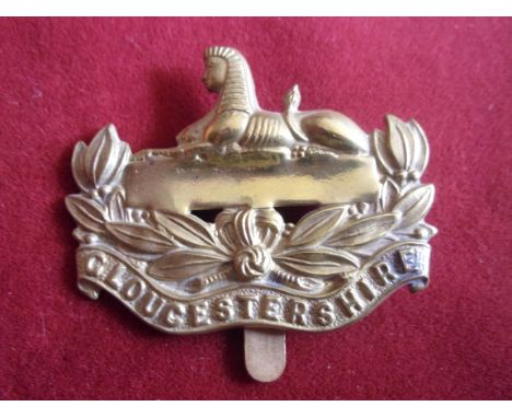 Gloucestershire Regiment 5th and 6th Battalions WWI Territorial War Economy Cap Badge (Brass), slider. K&amp;K: 1720-Gloucest