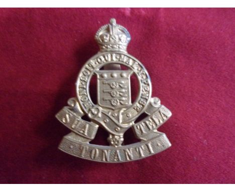 Royal Army Ordnance Corps Other Ranks Forage Cap Badge (Gilding-metal), slider, issued between 1947-1949 with different scrip