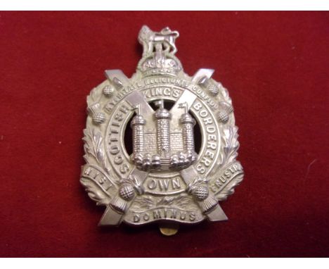 King's Own Scottish Borderers WWI Pagi Cap Badge (White-metal), slider. K&amp;K: 629