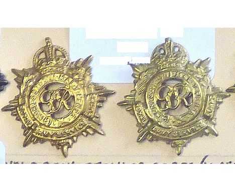British WWII Royal Army Service Corps Collar badges, (KGVI) (Brass, lugs) 