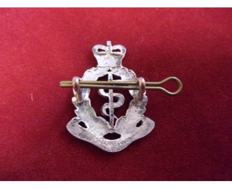 Royal Army Medical Corps EIIR Officers Cap Badge (White-meta, gilt and lugs) Made; J.R. Gaunt. Scarce 