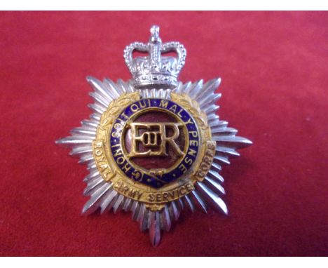 Royal Army Service Corps EIIR Officers Forage Cap Badge (Anodised and enamel), two lugs. K&amp;K: 2118