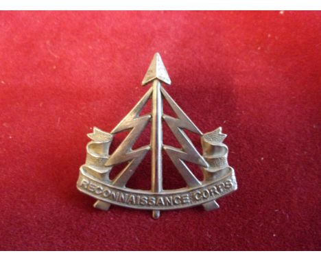 Reconnaissance Corps WWII Other Ranks Cap Badge (White-metal), two lugs. K&amp;K: 1925