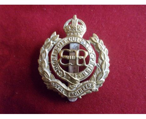 Royal Corps of Engineers 1930's Cap Badge (Gilding-metal), slider with King Edward VIII Cypher and made J.R. Gaunt. Issued be