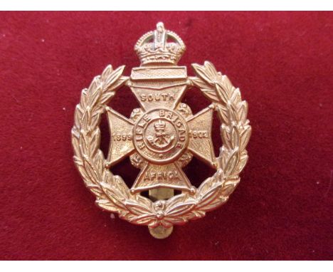 17th County of London Battalion (Poplar and Stepney Rifles) Regiment WWI Cap Badge (Gilding-metal), with non-voided centre. K