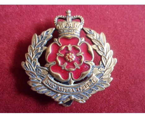 Duke of Lancashire Regiment Officers EIIR Cap Badge (Gilt and Enamel), slider and made by Firmin. 