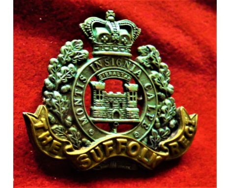 The Suffolk Regiment Victorian Forage Cap Badge (Bi-metal), two lugs, first type. K&amp;K: 603-The Suffolk Regiment Forage Ca