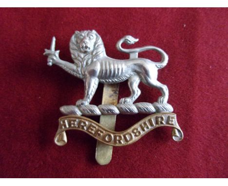 Herefordshire Regiment Territorial Regiment Forage  Cap Badge (Bi-metal), slider. K&amp;K: 1793