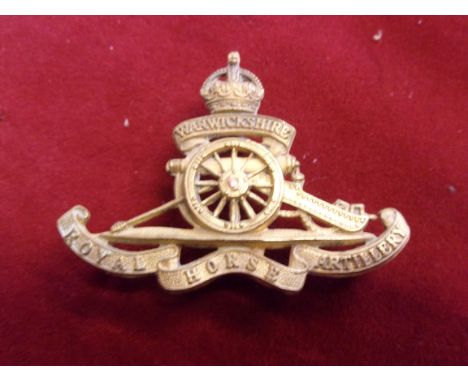 Royal Artillery (Warwickshire Royal Horse) WWI Forage Cap Badge (Gilding-metal), three lugs. K&amp;K: 823-   Royal Artillery 