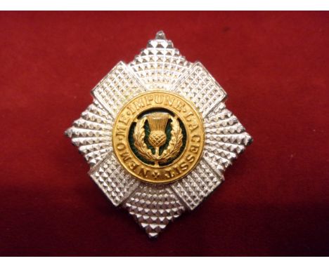 Royal Scots (The Royal Regiment) Officers Bonnet, White F.S., Helmet, Glengarry cap and Tam o' Shanter Bonnet Badge (Silver, 