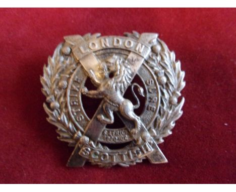 14th County of London Battalion (London Scottish Regiment) WWI Cap Badge (White-metal), two lugs. K&amp;K: 1840