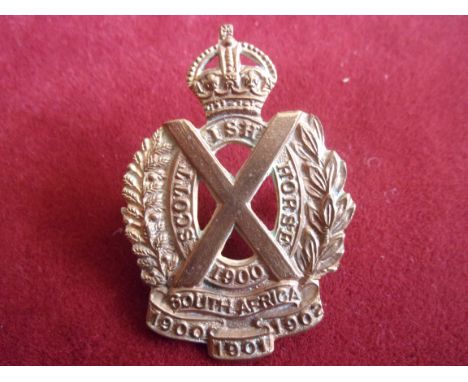 The Scottish (Yeomanry) Horse WWI Forage Cap Badge (Gilding-metal), two lugs. K&amp;K: 1502