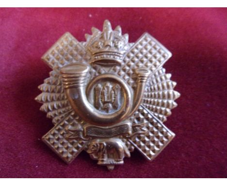 The Highland Light Infantry 5th, 7th and 8th Battalions WWI Territorial Cap Badge (Gilding-metal), two lugs, this variant wit