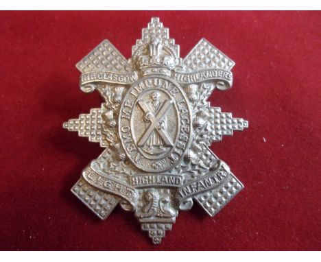 1st Battalion (The Glasgow Highlanders) Light Highland Infantry Other Ranks Cap Badge (White-metal), two lugs. This regiment 