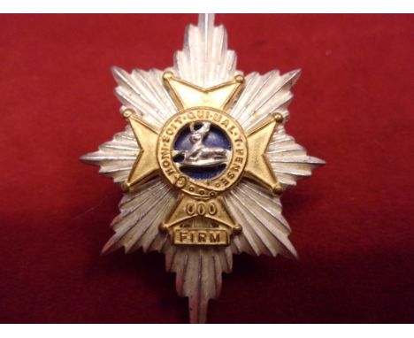 The Worcestershire and Sherwood Foresters Regiment Officers Cap Badge (Silver, gilt and enamel), two lugs. Listed in K&amp;K 