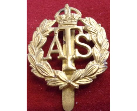 Auxiliary Territorial Service Women's Services WWII Cap Badge (Brass), slider. K&amp;K: 2188