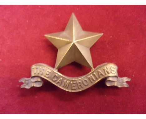 Royal Scottish Reserve Regiment Officers and Other Ranks Field Cap Badge (White-metal with tartan cloth), two lugs. K&amp;K: 