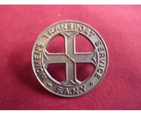 Woman's Transport Service (First Aid Nursing Yeomanry, F.A.N.Y.) WWII Cap Badge (Brass), two lugs. The Women reprised the rol