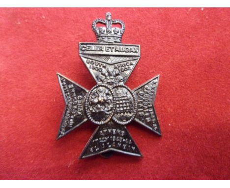 16th London Regiment (Queen's Westminster and Civil Service Rifles) EIIR Cap Badge (Blackened-brass), slider and made J.R. Ga
