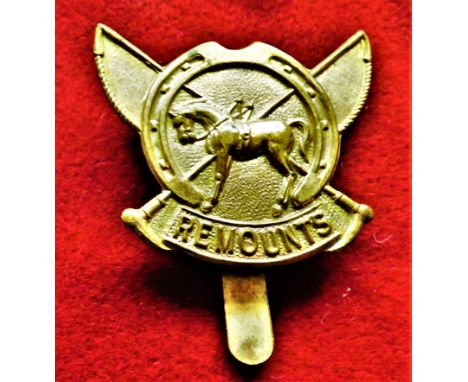 Army Remount Service Boer War Cap Badge (Gilding-metal), slider, first type. K&amp;K: 1045. Scarce-Army Remount Service WWI O