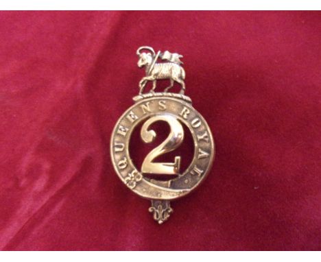 2nd Queen's Royal Regiment of Foot (Royal West Surrey) Glengarry badge of the Pre-Territorial era 1874-1881 (brass), two lugs