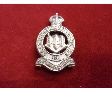 The Northumberland (Yeomanry) Hussars Other Ranks Cap Badge (White-metal), repaired with slider mounted. K&amp;K: 1431