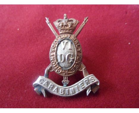The 6th Dragoon Guards (Carabiniers) Cavalry Field-Service Cap Badge (Bi-metal) two lugs, first type with QVC. K&amp;K: 746.-