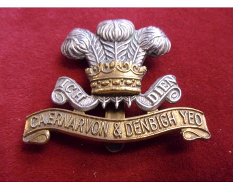 The Denbighshire (Caernarvon &amp; Denbigh) Yeomanry  Cap Badge (Bi-metal), two lugs. K&amp;K: 2350