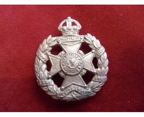 8th County of London Battalion (Post Office Rifles) WWI Officers Cap Badge (Silver-plated), slider. K&amp;K: 1828