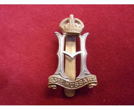 23rd Hussars WWII Cap Badge (Bi-metal), slider. K&amp;K: 1913