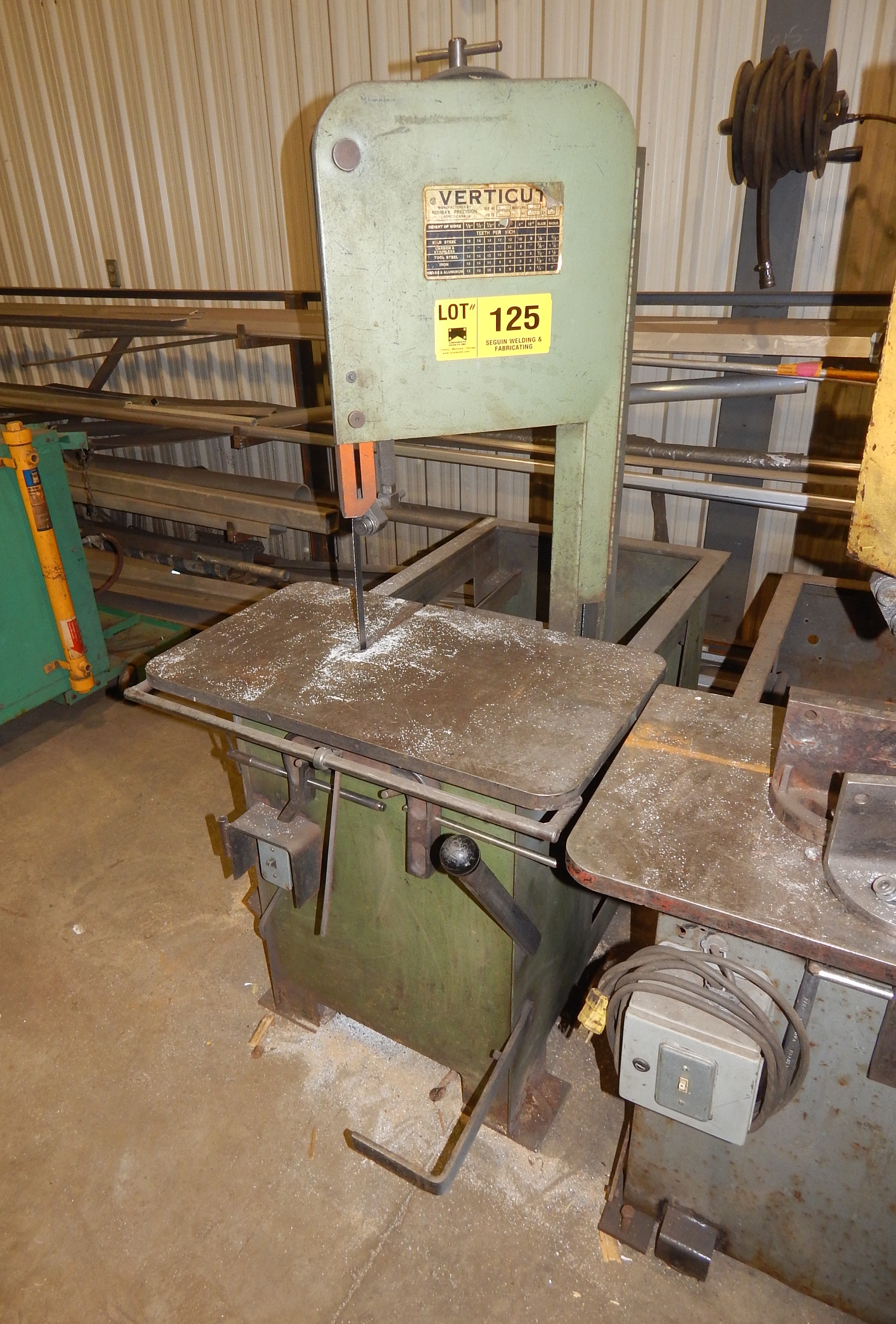 ROUBAX VERTICUT 115B VERTICAL ROLL IN BAND SAW WITH 10