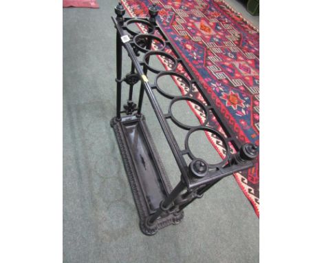 VICTORIAN METALWARE, cast iron enamelled stick stand, 60cm width 