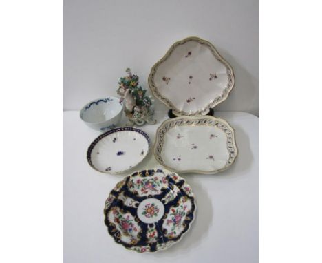 EARLY ENGLISH CERAMICS, 18th Century Worcester scale ground dessert plate and underglaze blue bowl, 15cm diameter (both crude