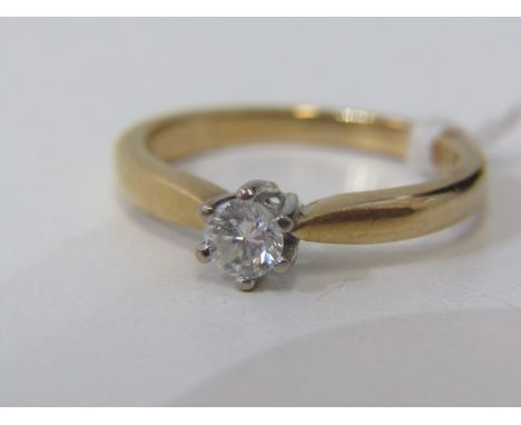 18ct YELLOW GOLD DIAMOND SOLITAIRE RING, principal brilliant cut diamond approx. 0.25 carat, bright diamond of good colour an
