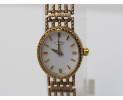 LADY'S GOLD ROTARY WRIST WATCH, lady's 9ct gold cased wrist watch on integral 9ct yellow gold strap, 15.5 grams overall 