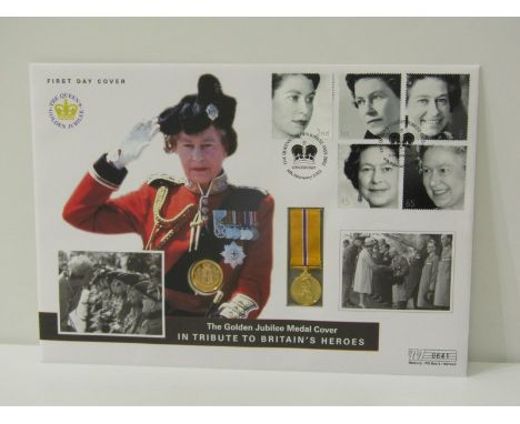 HALF SOVEREIGN FIRST DAY COVER, First day cover for the Queen's Golden Jubilee, with 2002 gold half sovereign, limited editio
