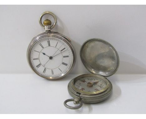 SILVER CASED POCKET WATCH, silver cased fob watch, with Chester HM, together with a plated military compass, marked "C Hasele