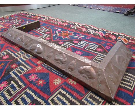 ART NOUVEAU, embossed copper fire curb, 122cm width 