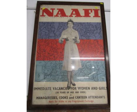WWII POSTER, vintage NAAFI poster "Immediate vacancies for women and girls", 75cm x 49cm 