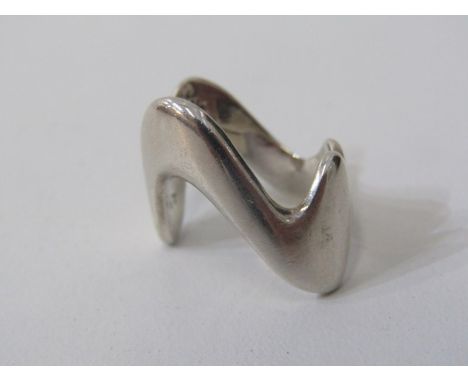 GEORG JENSEN RING, silver retro open work ring designed by Henning Koppel, size K stamped Georg Jensen Denmark 925 S 