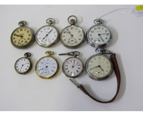 8 ASSORTED POCKET WATCHES in silver or plated case, including a lady's keywind pocket watch in 935 silver foliate case, art d