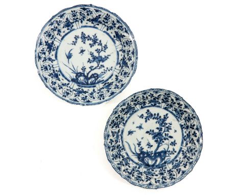 Kangxi period, depicting scene in garden with flowers, 22 cm. in diameter.