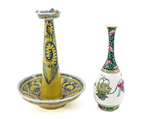 Candlestick is 28 cm. tall, with restorations.