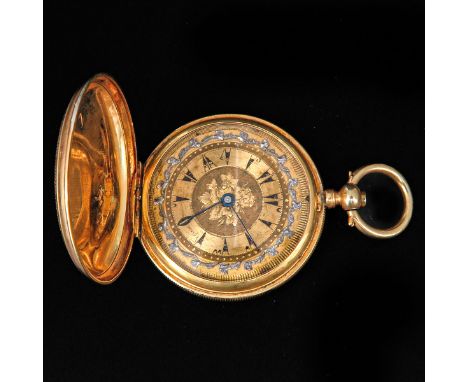 Enamel outer case, case is 39 mm. in diameter, with 3 watch keys including 1 gold example.