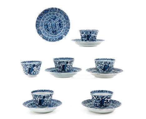 Including 6 cups and 6 saucers 13 cm. in diameter, chip and hairline.